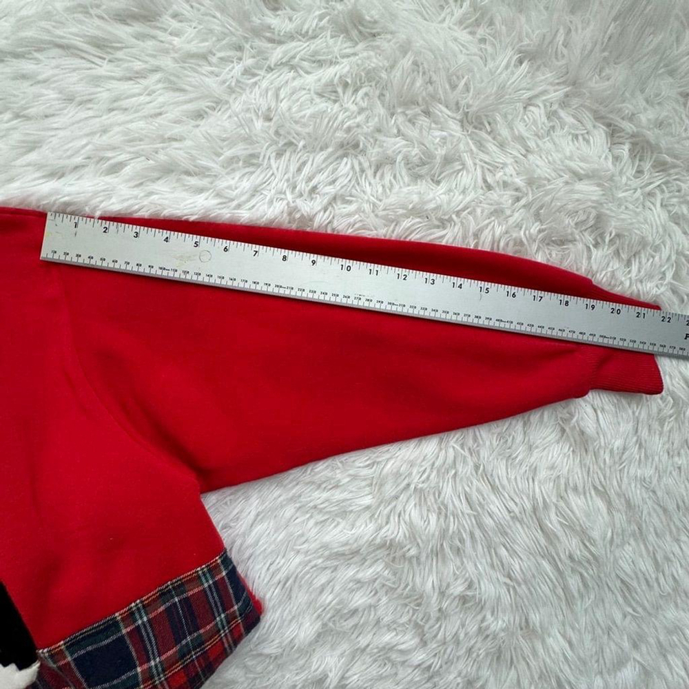 Polar Bear Wear Red Fleece Cat Applique Plaid Vintage Nightgown One Size Cozy - Picture 8 of 10